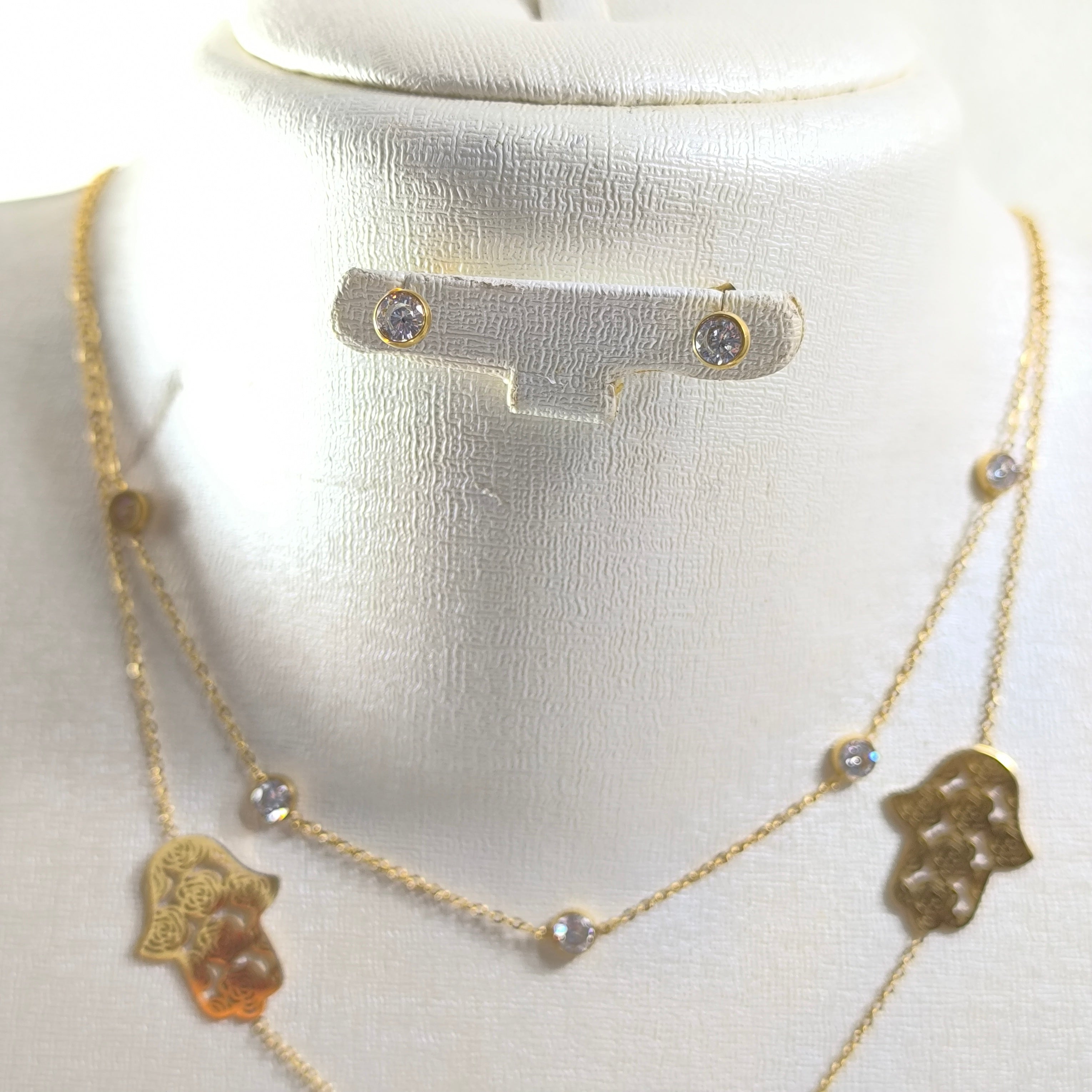 Collier Doubleet boucle  Chaîne Hamsa Doré – Élégance & Protection
