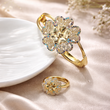 Parure Fleur Royale – Bague & Bracelet en Plaqué Or