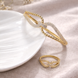 Parure Infinity Élégance en Plaqué Or – Bague & Bracelet Sertis de Cristaux