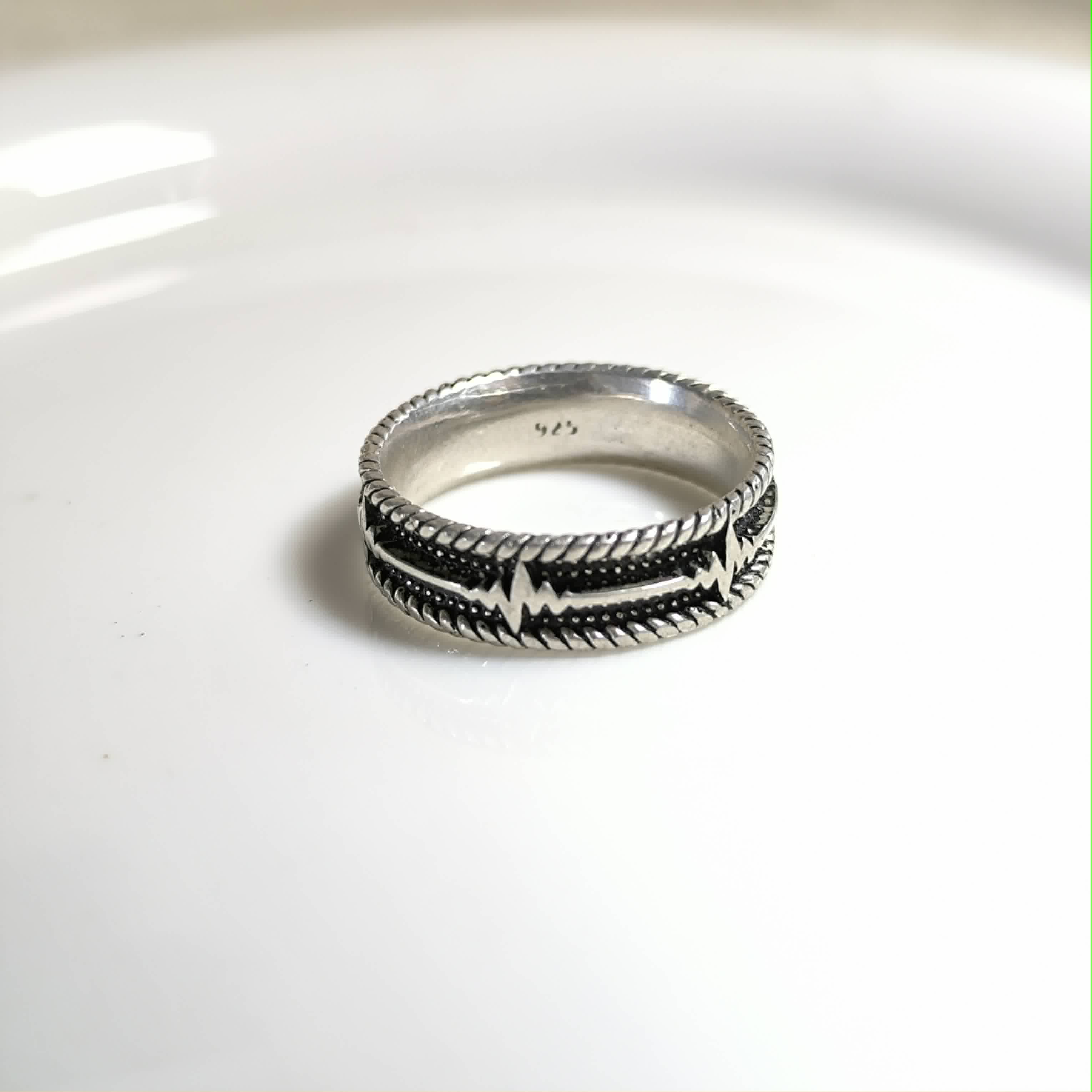 Bague Homme Argent 925 Battement Élégance Moderne