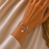 Bracelet Multi Chaînes Élégance Rose & Argent