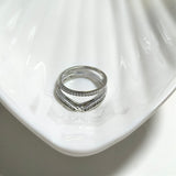 Bague Double Élégance en Argent – Design Chic avec Cristaux