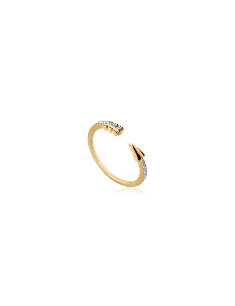 Bague Flèche Scintillante – Plaqué Or CN et Zircons – Garantie 10 Ans