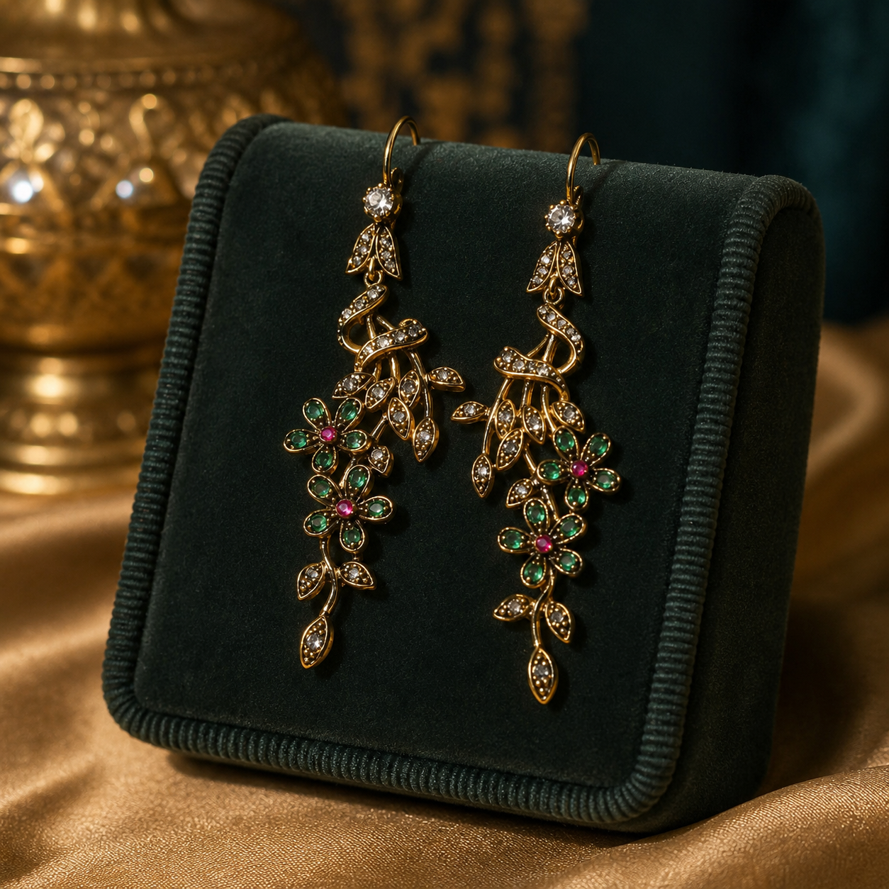 Boucles d’Oreilles Fleur Éternelle en Bronze – Élégance Orientale