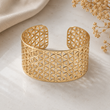 Bracelet Manchette Doré Motif Géométrique – Acier Inoxydable Femme | CN