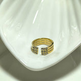 Bague Acier Dorée Ajustable – Design Moderne avec Cristaux Brillants