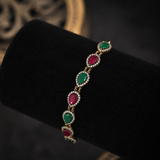 Bracelet Élégance Royale en Vrai Bronze – Pierres Vertes & Rubis