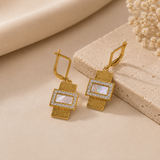 Boucles d’Oreilles Luxe Rectangle en Acier Inoxydable – Blanc, Noir & Vert