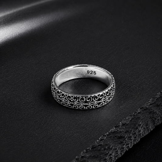 Bague Homme Argent 925 Motif Oriental Raffiné