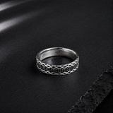 Bague Homme Argent 925 Motif Tressé Noir Raffiné