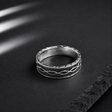 Bague Homme Argent 925 Style Tressé Noir Élégant