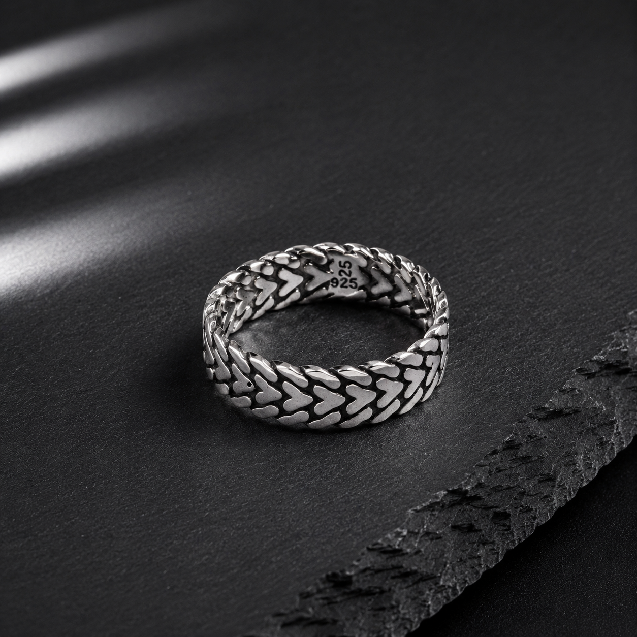 Bague Homme Argent 925 Motif Cœur Tressé