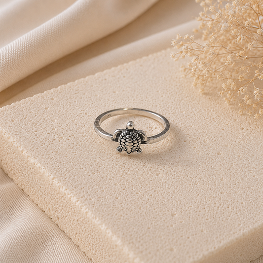 Bague Tortue en Acier Inoxydable – Style Élégant & Porte-Bonheur