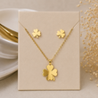 Parure Trèfle Doré en Acier Inoxydable 316L – Collier & Boucles d’Oreilles
