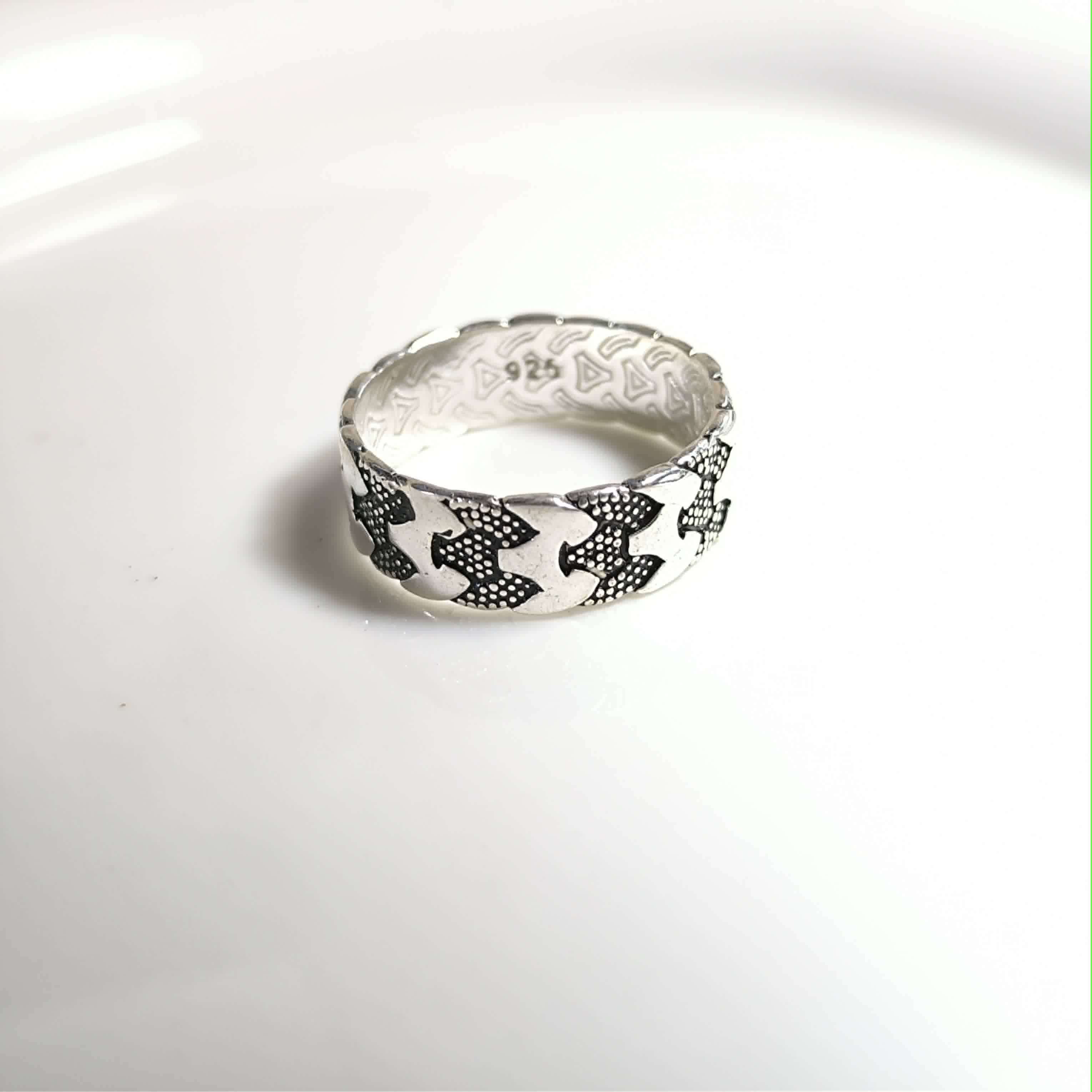 Bague Homme Argent 925 Motif Géométrique Moderne