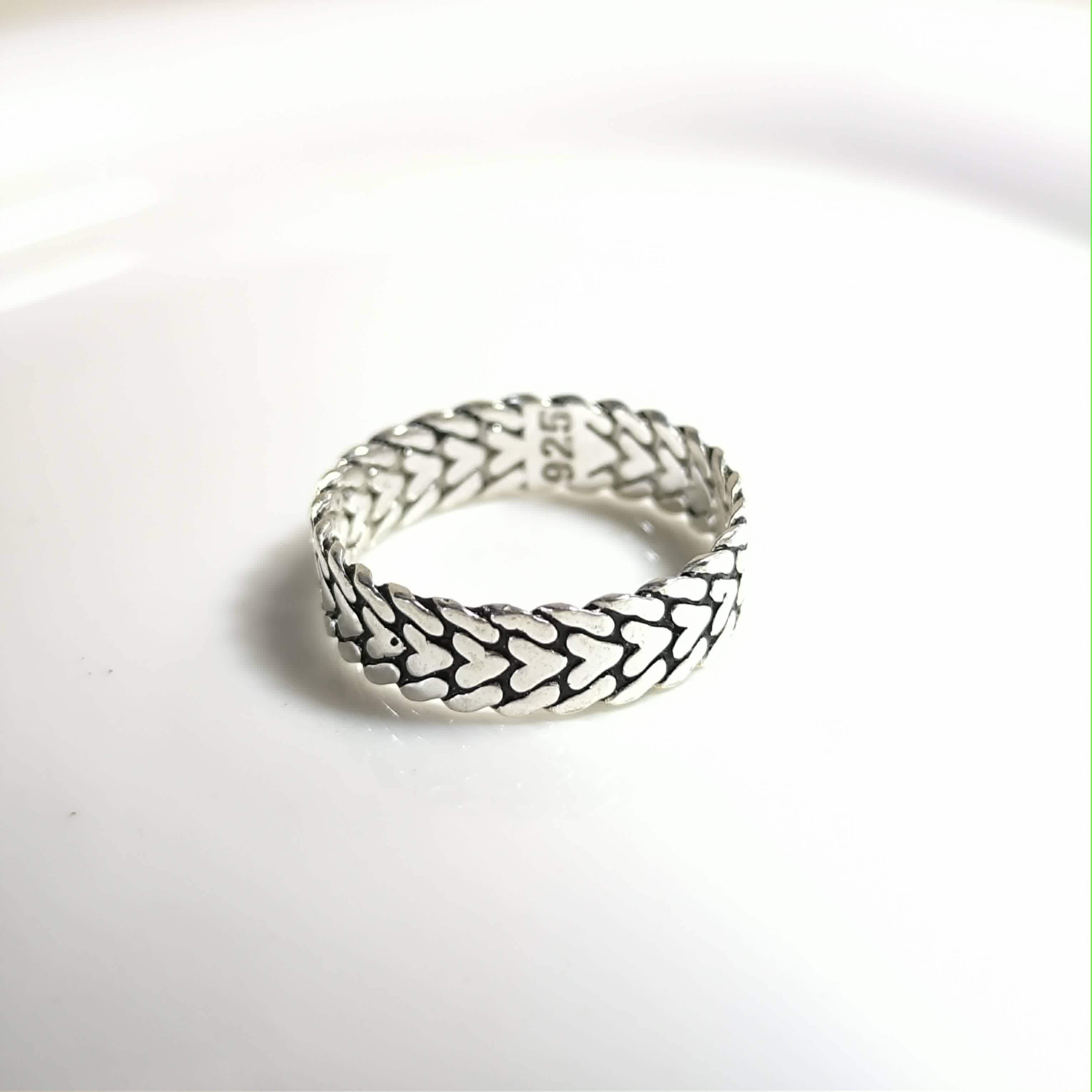 Bague Homme Argent 925 Motif Cœur Tressé