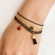 Bracelet Fantaisie Noir & Doré “Charme Coccinelle”