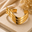 Bracelet Manchette CN Luxe Doré en Acier Inoxydable