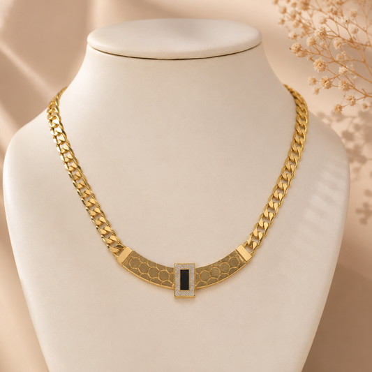 Collier Luxe Élégance en Acier Inoxydable – Blanc, Noir & Vert