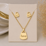 Parure Élégance Dorée en Acier Inoxydable 316L – Collier & Boucles d’Oreilles
