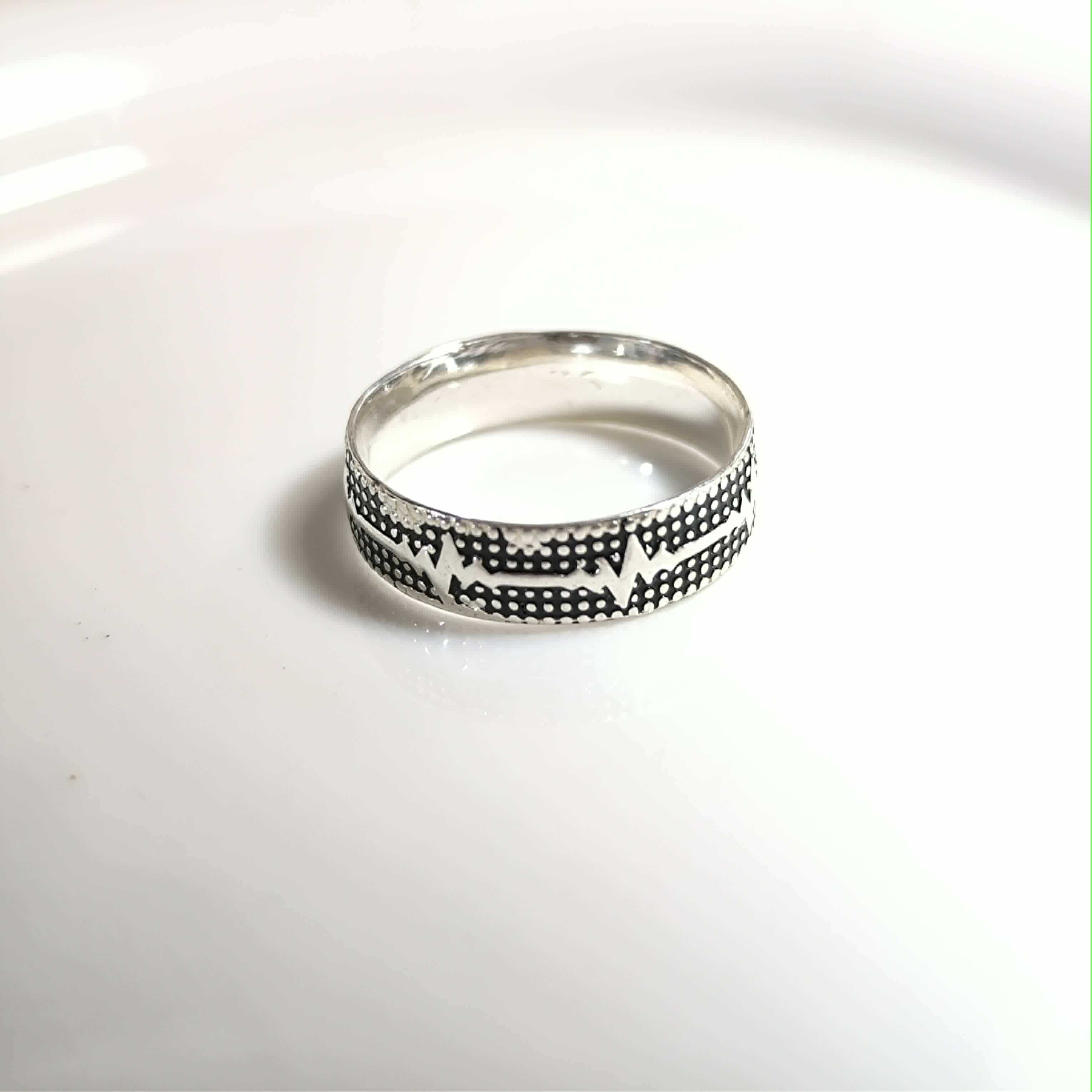 Bague Homme Argent 925 Motif Battement Moderne