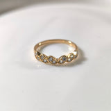 Bague Xuping Plaqué Or Feuilles Cristal Élégance Raffinée