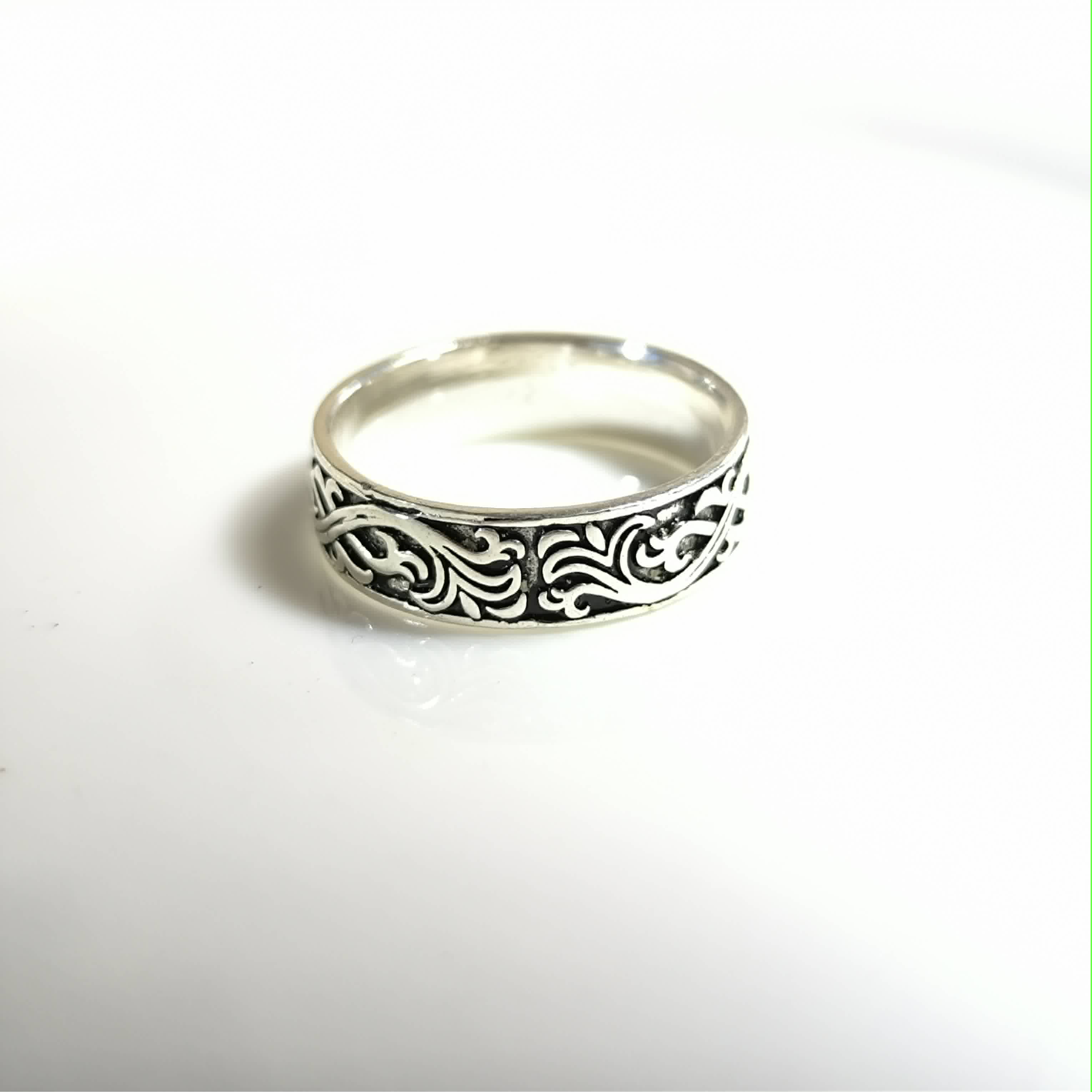 Bague Homme Argent 925 Gravure Vintage Élégante