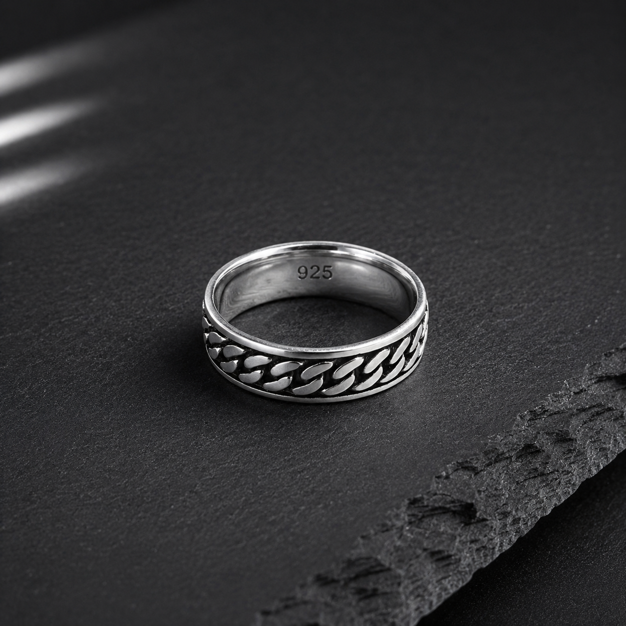 Bague Homme Argent 925 Style Chaîne Élégante
