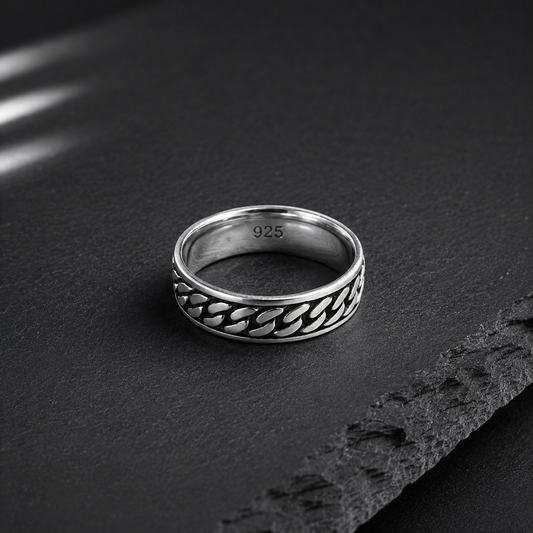 Bague Homme Argent 925 Style Chaîne Élégante