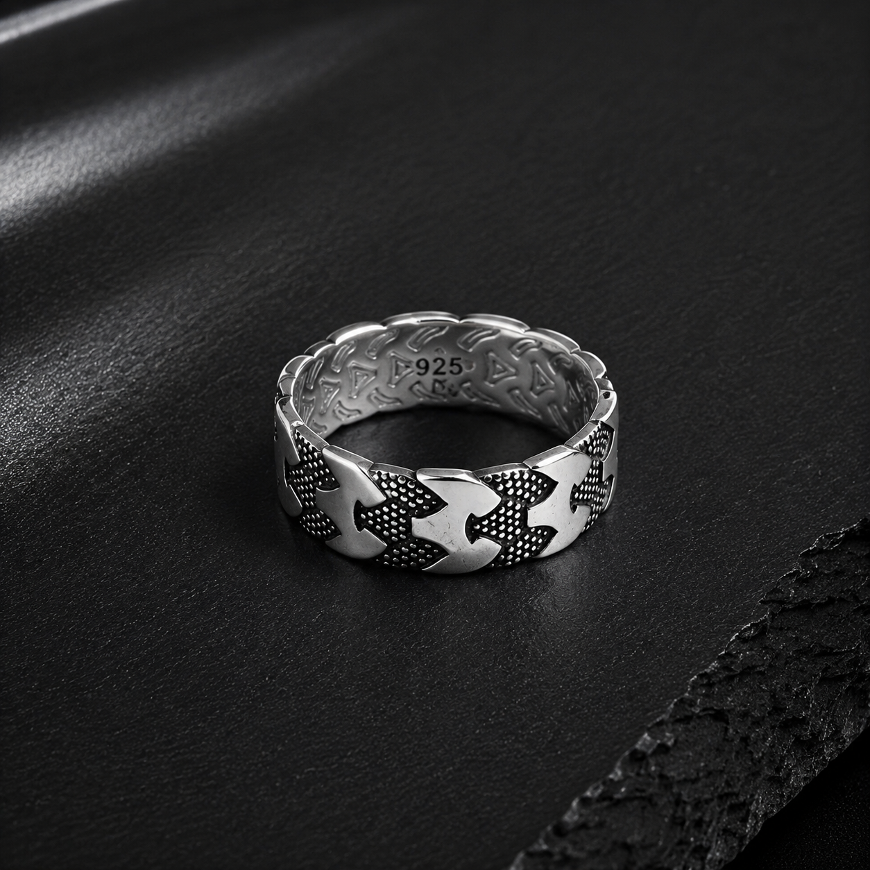 Bague Homme Argent 925 Motif Géométrique Moderne