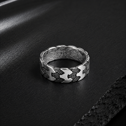 Bague Homme Argent 925 Motif Géométrique Moderne