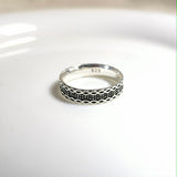 Bague Homme Argent 925 Motif Tressé Noir Raffiné