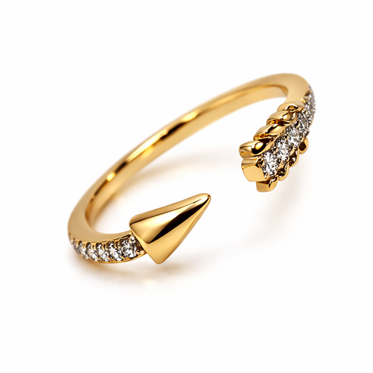 Bague Flèche Scintillante – Plaqué Or CN et Zircons – Garantie 10 Ans