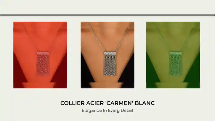 Collier acier &#039;Carmen&#039; blanc by@Outfy