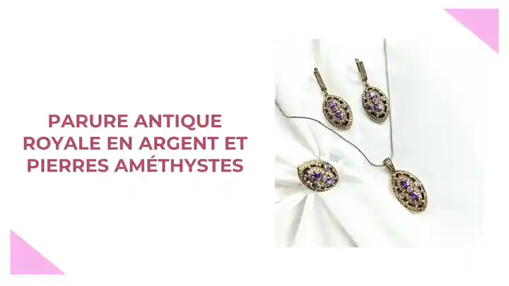 Parure Antique Royale en Argent et Pierres Am&eacute;thystes by@Outfy