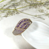 Bracelet Antique Majesté Royale – Bronze & Argent aux Pierres Violettes