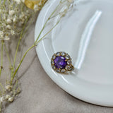 Bague Antique Élégance – Argent et Bronze avec Pierre Violette