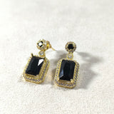 Boucles d’Oreilles Impériales – Pierre Rectangulaire & Finition Dorée (5 Couleurs)