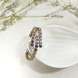 Bracelet Antique Impérial – Bronze & Argent aux Pierres Violettes