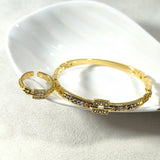 Ensemble Bague & Bracelet Doré Incrusté – Élégance Intemporelle