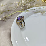 Bague Antique Élégance – Argent et Bronze avec Pierre Violette