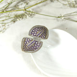 Bracelet Antique Feuille Précieuse – Bronze & Argent aux Pierres Violettes