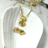 Parure Arbre de Vie Lumineuse – Collier & Boucles d’Oreilles en Acier Inoxydable Doré