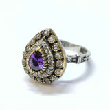 Bague Antique Impériale en Argent & Bronze – Pierre Violette