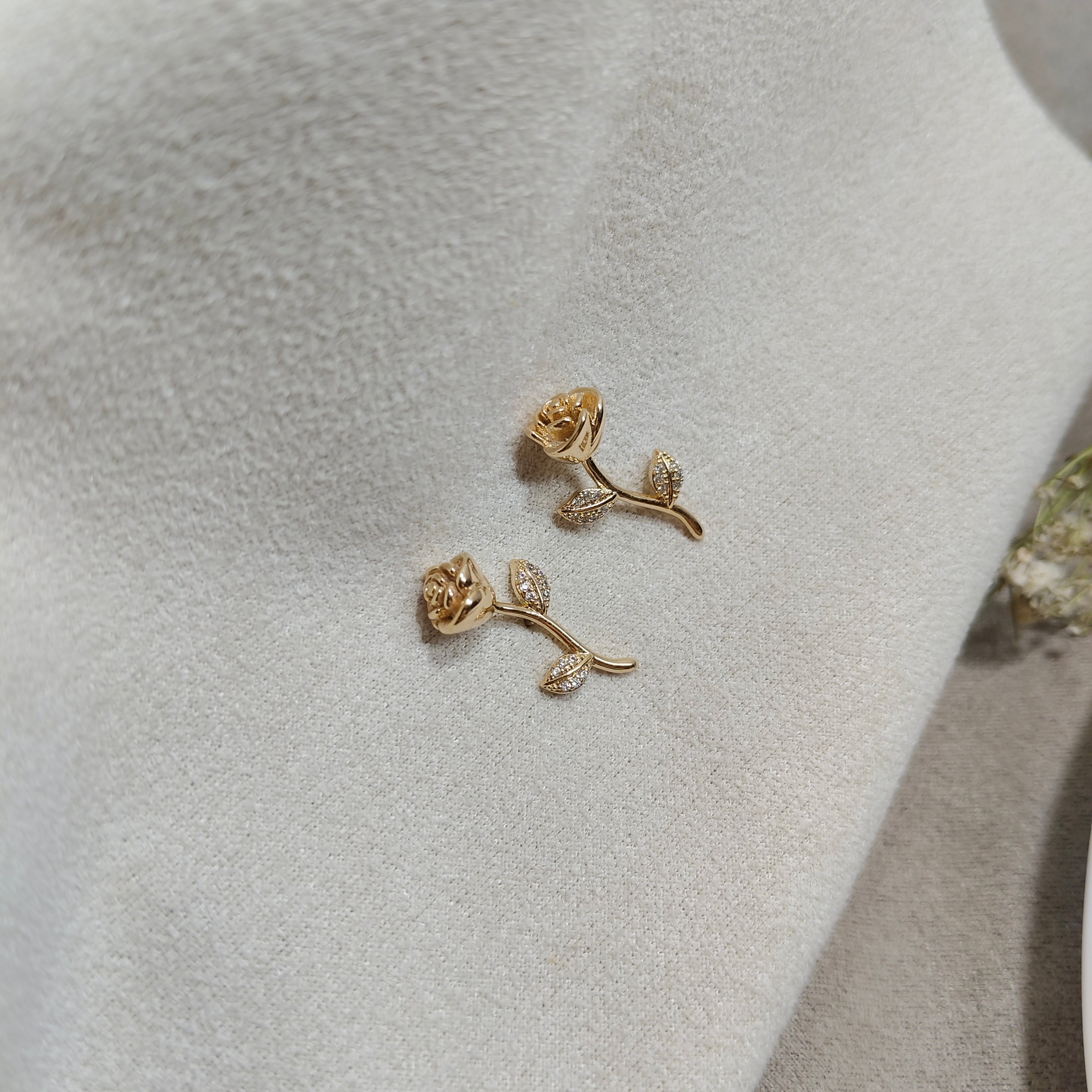 Boucles d’Oreilles Rose Élégante Plaqué Or Xuping