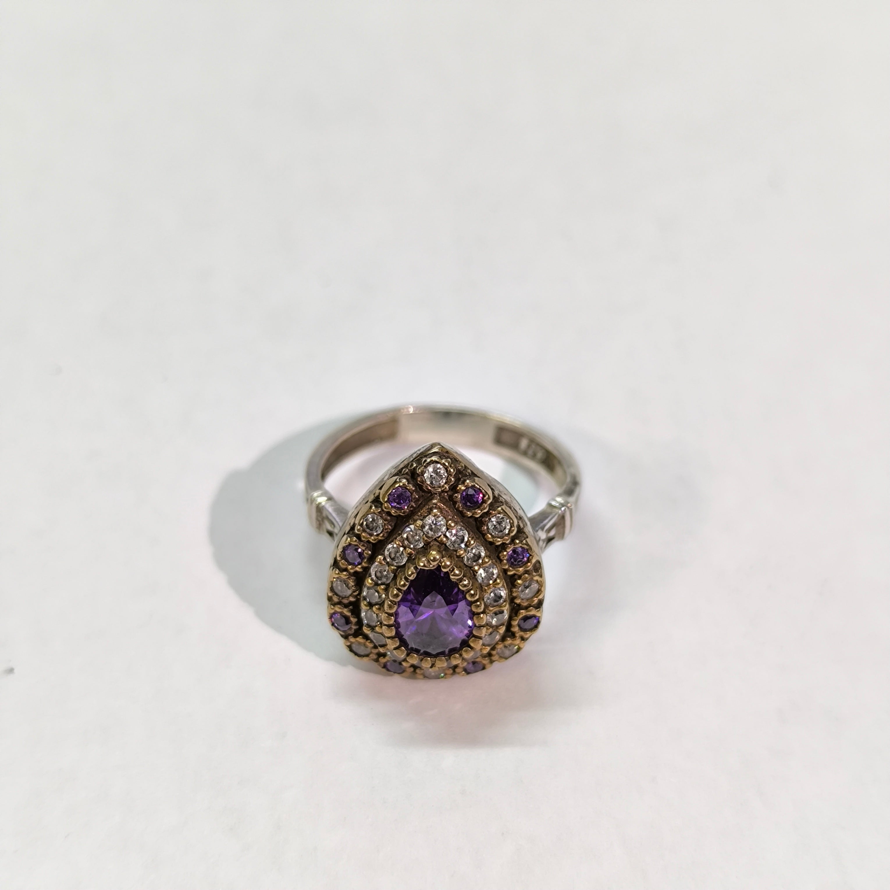 Bague Antique Impériale en Argent & Bronze – Pierre Violette