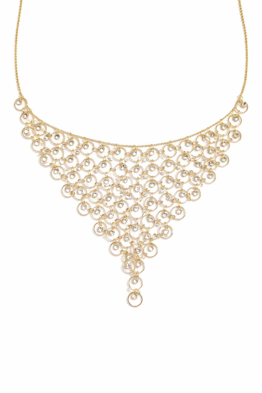 Collier Cascade Élégance – Acier Inoxydable Doré & Cristaux Brillants
