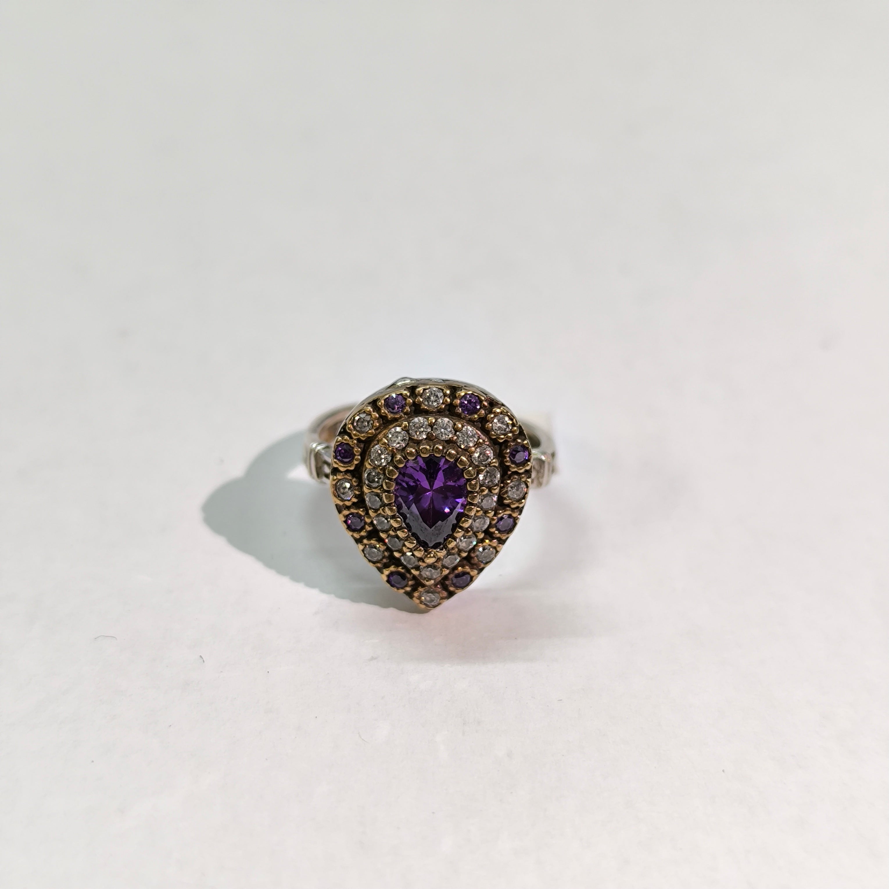 Bague Antique Impériale en Argent & Bronze – Pierre Violette
