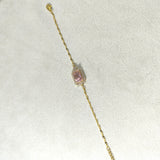 Bracelet Élégance Carrée – Pierre Centrale & Dorée (Bleu, Blanc, Rose)