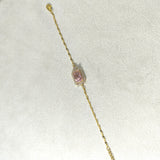 Bracelet Élégance Carrée – Pierre Centrale & Dorée (Bleu, Blanc, Rose)